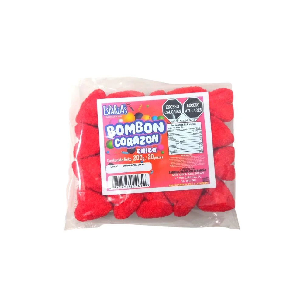 BOMBON CORAZON CHICO ROJO C/20