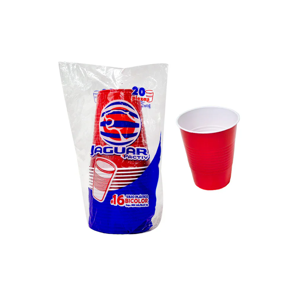 VASO PLASTICO ROJO #16 JAGUAR