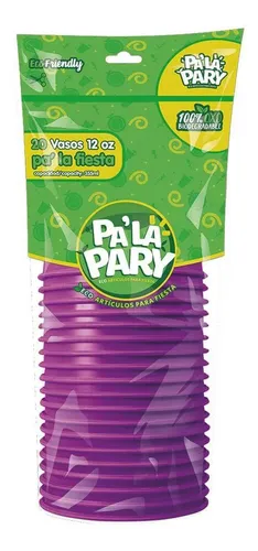 VASO PLASTICO PA LA PARY MORADO 12 OZ