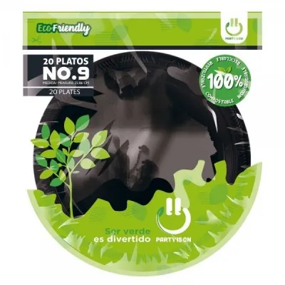 PLATO PLASTICO NEGRO 7 C/20