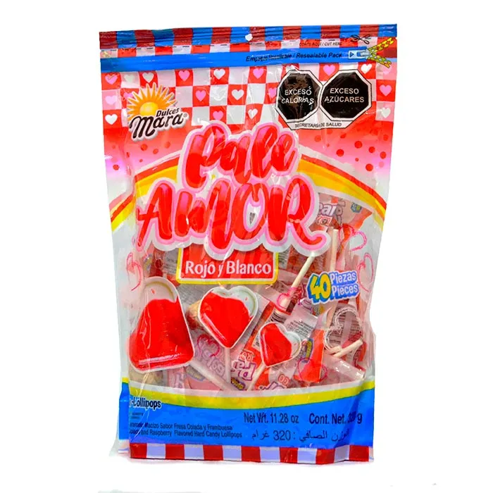 PALETA MARA PALEAMOR ROJO Y BLANCO C/40