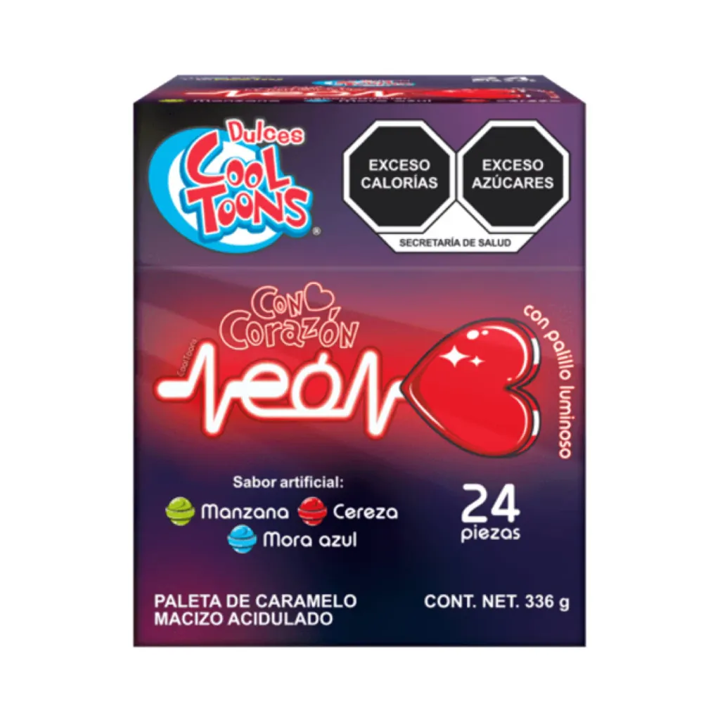 PALETA CON CORAZON NEON C/24