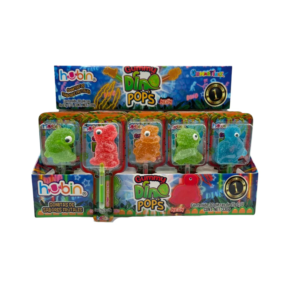 GUMMY DINO POPS NEON HUBIN C/30