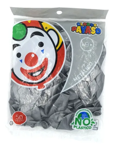 GLOBO PAYASO PLATEADO #9 C/50