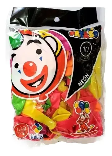 GLOBO PAYASO NEON #10 C/50