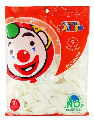 GLOBO PAYASO BLANCO NIEVE #9
