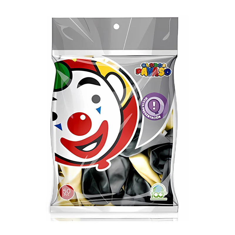GLOBO PAYASO BICOLOR METALICO C/50