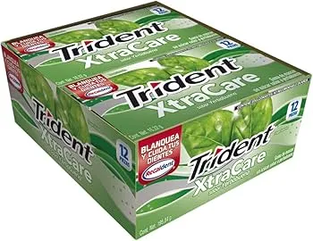 CHICLE TRIDENT XTRA CARE YERBABUENA C/12