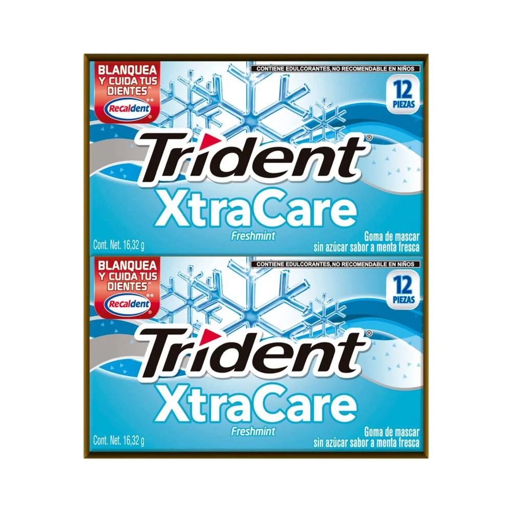 CHICLE TRIDENT XTRA CARE FRESHMINT C/12