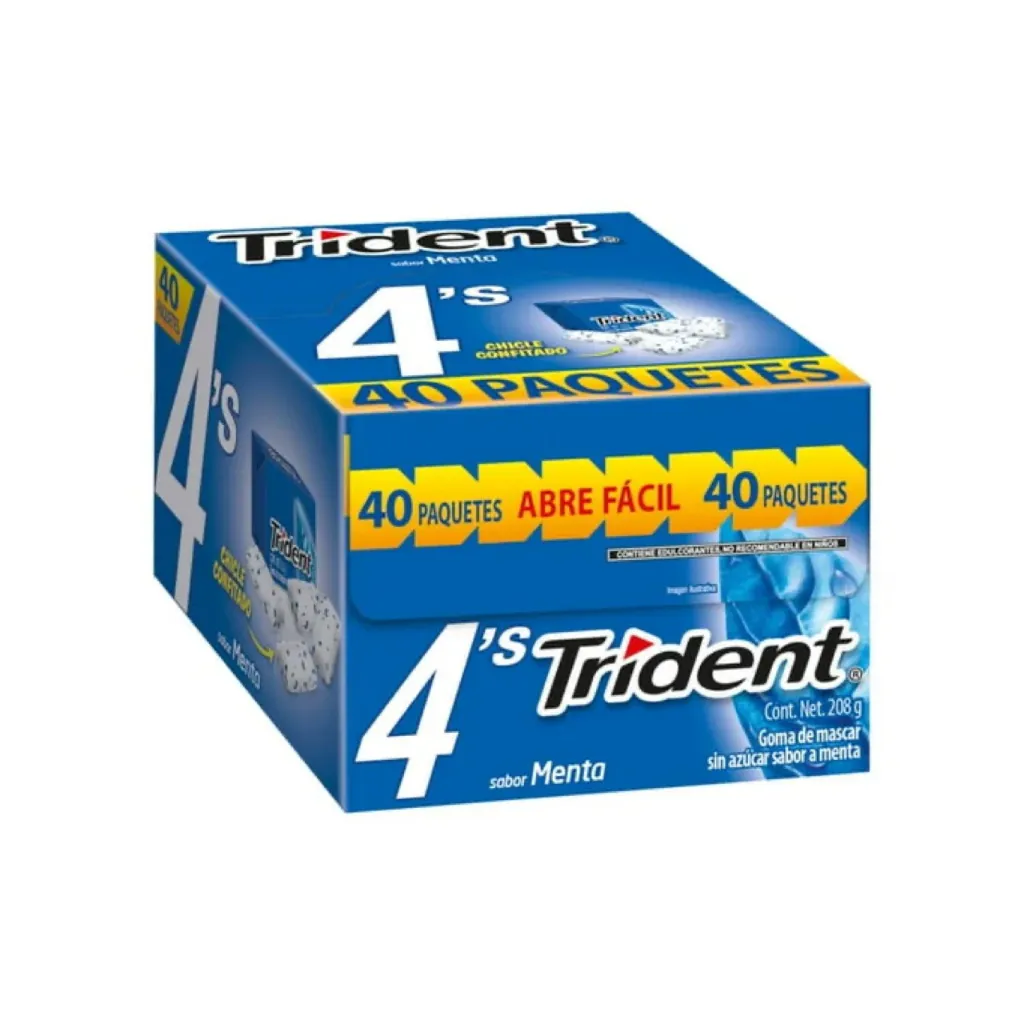 CHICLE TRIDENT 4"S MENTA C/40