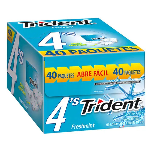 CHICLE TRIDENT 4"S FRESHMINT C/40