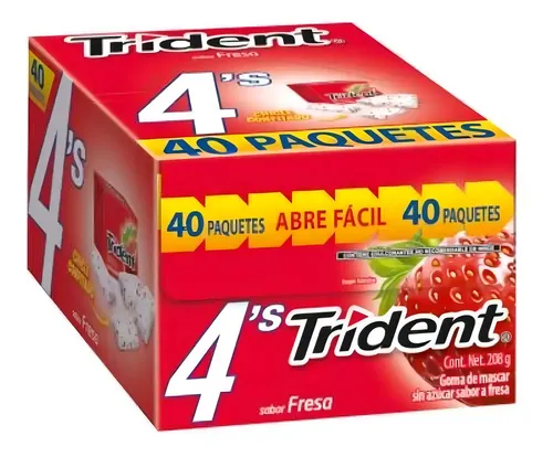 CHICLE TRIDENT 4"S FRESA C/40
