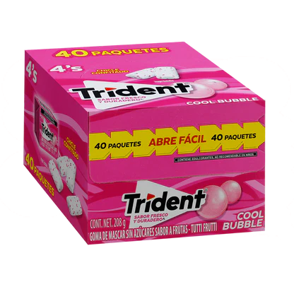 CHICLE TRIDENT 4"S COOL BUBBLE C/40